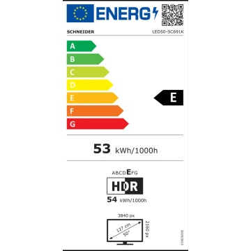 Televizor SMART VIDAA Schneider LED50‑SC691K, 127 cm (50”), 4K UHD, DLED, Borderless, Unghi larg 178°, 3x HDMI, Clasa F, Negru - Img 9
