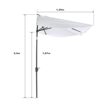 Umbrela terasa, de perete, aluminiu/poliester, 262 x 135 cm, H 240 cm, alb - Img 9