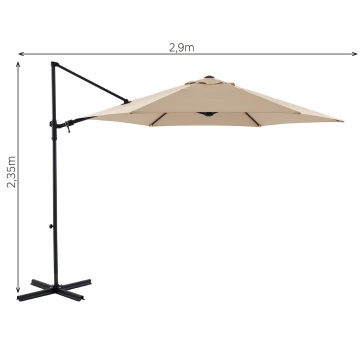 Umbrela terasa, otel/poliester, 290 x 290 cm, H 235 cm, taupe - Img 4