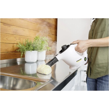 Aparat de curatat cu abur multifunctional Karcher SC 1 EasyFix, 1200 W, 3 bar, rezervor 0,2 l, kit curatare podea, accesorii curatare suprafete multiple, 1.516-401.0, Alb/Negru - Img 3