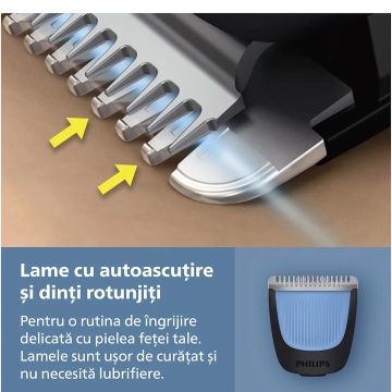 Aparat de tuns barba PHILIPS BT3620/15 cu lame cu autoascutire, 40 de setari de lungime, 2 piepteni ajustabili pentru barba (0,5-20 mm), autonomie 70 min - Img 5