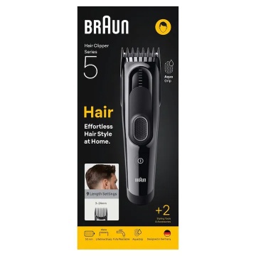 Aparat de tuns Braun HC5510, 9 lungimi, negru, set 2 capete - Img 2