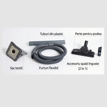 Aspirator cu sac Albatros Zenit, 900 W, Sac textil 2 L, Clasa B, Cablu 5 m, Alb/Negru - Img 5