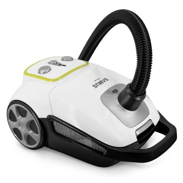 Aspirator cu sac Samus Deluxe, 700 W, Sac textil 3 L, Filtru HEPA lavabil, Cablu 5 m, Alb
