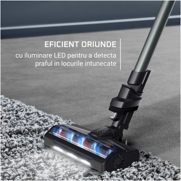Aspirator vertical fara fir Rowenta X-Pert 7.60 RH6A73WO, 140W, autonomie 45 minute, filtrare 99%, recipient praf 0.44 L, perie cu LED, statie de incarcare cu suport accesorii, rosu & negru - Img 9