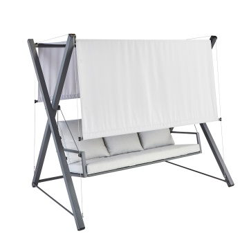 Balansoar gradina, pentru 3 persoane, otel/textil, 213 x 155 x 189 cm, gri - Img 2