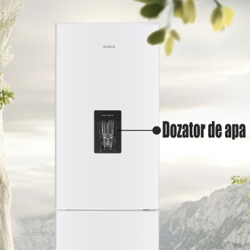 Combina frigorifica Samus SCW399IDE, 313 L, Motor Inverter, Dozator de apa, Clasa E, Dezghetare automata frigider, Alb - Img 8