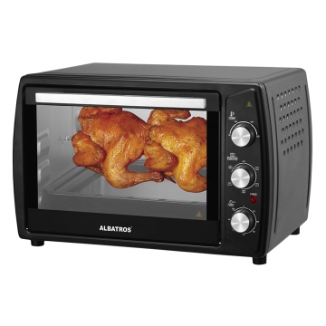 Cuptor electric Albatros A63BRC2, 63 L, 2200 W, Rotisor, Convectie, Termostat 90-230°C, Timer 60 min, Negru