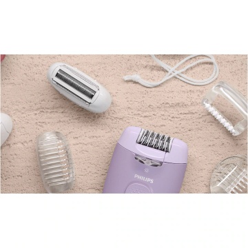 Epilator Philips Seria 4000 BRE257/00, 2 setari de viteza, cap de epilare lavabil, 4 accesorii pentru corp si zona inghinala, lumina LED, Lila - Img 5
