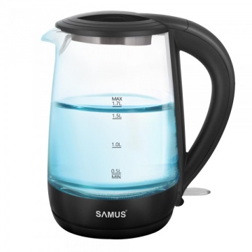 Fierbator Samus AQUABELLE, 2200 W, 1.7 L, Sticla, Fara fir, Oprire automata, Rotire 360°, Element incalzire inox
