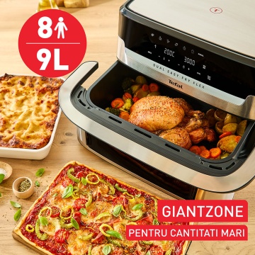 Friteuza cu Aer Cald Tefal Dual Easy Fry Flex, 2700 W, Capacitate 9 L, Touch, Air Fry & Grill, Negru - Img 5