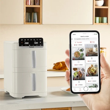 Friteuza dubla cu aer cald Tefal Easy Fry Crispy Stack EY752AE0, 2700 W, 10 L - Air fryer cu 7 programe automate, 2 compartimente, temperatura ajustab - Img 5