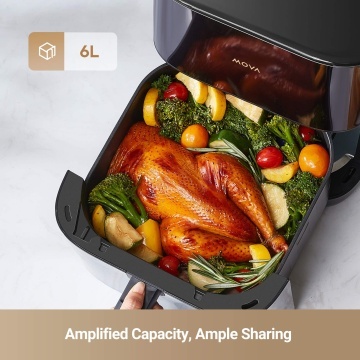 Friteuza Mova AeroChef FD10 Pro, Putere 1800 W, Capacitate bol 6 l, Tehnologie Dual HeatSync™, Temperaturi 50–230 °C, Sistem 360° Hot Poly-Air™, Ecran Tactil, 11 Programe, Negru - Img 3