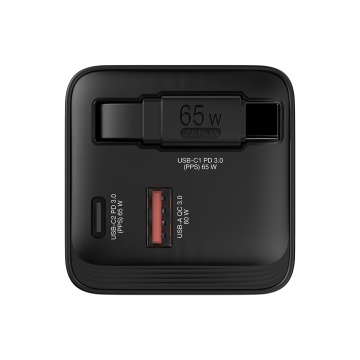 Incarcator Verbatim GaN 65W cablu retract EU/UK/US1 x USB-C PD 65W, 1 x USB-A QC 3.0 - Img 2