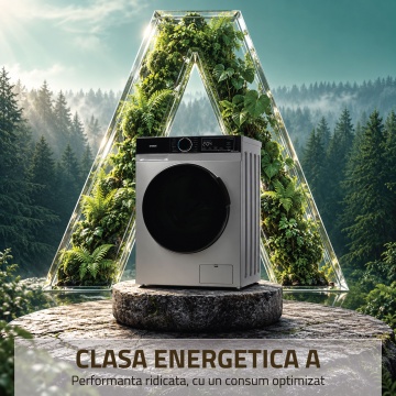 Masina de spalat rufe Samus WSADI-10149DS, 10 kg, 1350 rpm, Clasa A, Motor Inverter, Abur, Gri inchis - Img 12