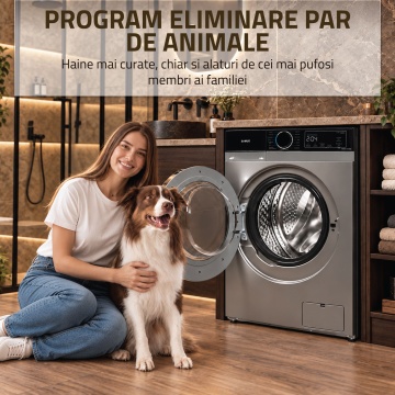 Masina de spalat rufe Samus WSADI-10149DS, 10 kg, 1350 rpm, Clasa A, Motor Inverter, Abur, Gri inchis - Img 17