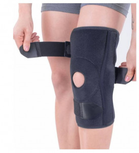 Orteza de genunchi mobila cu articulatii metalice laterale Triasport Genu Mobil, SRT350, Marime universala, Negru - Img 3