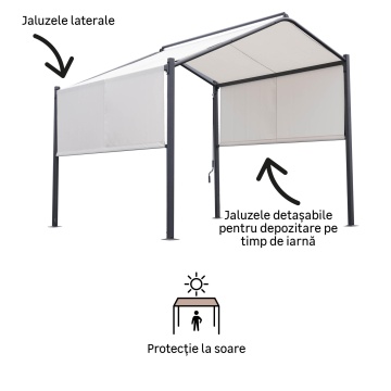 Pavilion, otel/poliester, 300 x 300 cm, H 280 cm, alb - Img 9