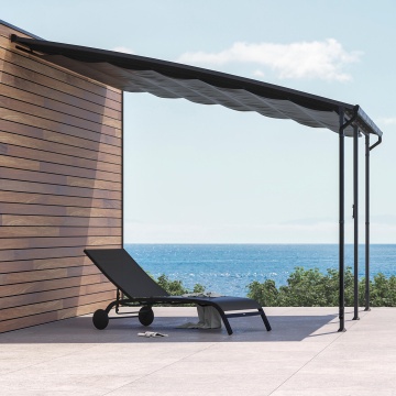 Pergola gradina, pentru perete, aluminiu/otel, 400 x 350 cm, H 270 cm, gri - Img 3
