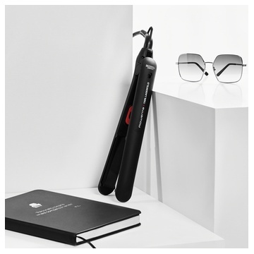 Placa de indreptat parul Rowenta EasyLiss Karl Lagerfeld SF161LF0, Ceramic Tourmaline, 200 °C, placi inteligente, functie Straight & Curl, incalzire rapida, cablu 1.8m, negru&rosu - Img 5