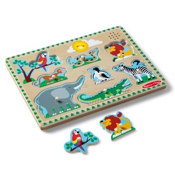 Puzzle din lemn cu sunete Melissa & Doug Spin Master - Animale de la Zoo 8 piese 2 Ani+ - Img 5