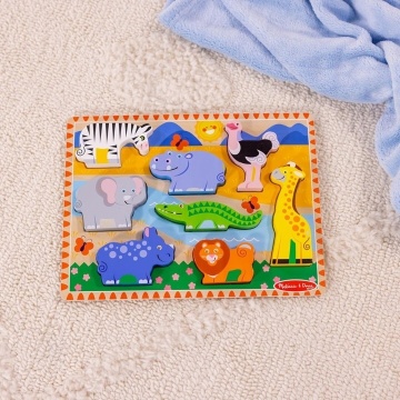 Puzzle din lemn Melissa & Doug Spin Master - Animale din Safari 8 piese 2 Ani+ - Img 4