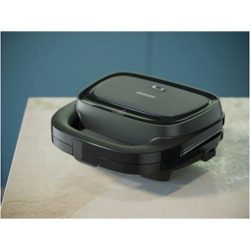 Sandwich-maker Philips HD2330/90 seria 3000, 750 W, Plite neaderente si versatile pentru sandwich-uri, panini si altele, Leduri indicatoare, Sistem de blocare rapida, Comutator pornit/oprit, Negru - Img 9