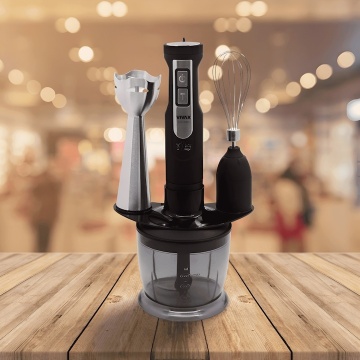 Set blender 3 in 1 Vivax HBS-500X, 500W, 0.6l, 2 viteze, Turbo, lama otel inoxidabil, maner detasabil, tel, suport accesorii, negru/argintiu - Img 5
