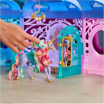 Set de Joacă Unicorn Academy – Starglow Fountain & Grajd cu Wildstar, Lumini, Sunete și 24 Accesorii, Multicolor, 4 ani + - Img 4