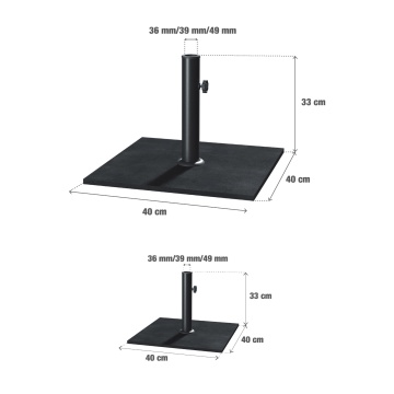 Suport umbrela, otel, 40 x 40 x 33 cm, 25 kg, gri antracit - Img 3