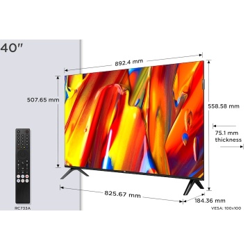 Televizor Smart QLED TCL 40V5C, 100 cm, Full HD, Android TV, Dolby Audio, Negru, Clasa F - Img 6