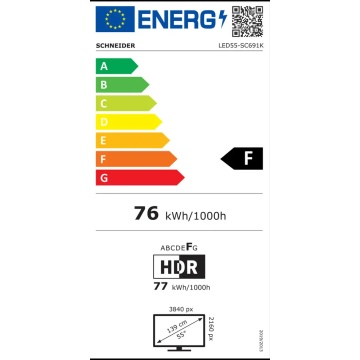 Televizor SMART VIDAA Schneider LED55‑SC691K, 139 cm (55”), 4K UHD, DLED, Borderless, Unghi larg 178°, 3x HDMI, Clasa F, Negru - Img 10