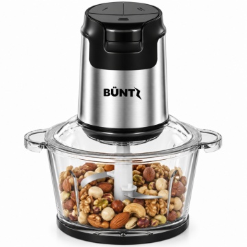 Tocator Electric BUNTZ, BFC-300S, Bol din Sticla 2L, 4 Lame din Otel Inoxidabil, 300W, Protectie la Supraincalzire, Tocator pentru Carne, Legume, Fructe, Argintiu - Img 7