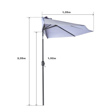 Umbrela terasa, aluminiu/poliester, 268 x 135 cm, H 235 cm, gri deschis - Img 7
