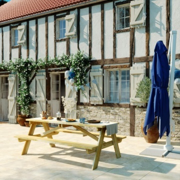 Umbrela terasa, otel/poliester, 286 x 286 cm, H 264 cm, albastru - Img 4