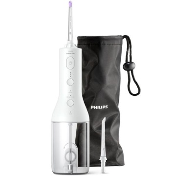Aparat de curatare interdentara Philips Sonicare Power Flosser HX3826/31, tehnologie QuadStream, 2 capete de curatare, 2 moduri de curatare, 3 niveluri de intensitate, husa (Alb)