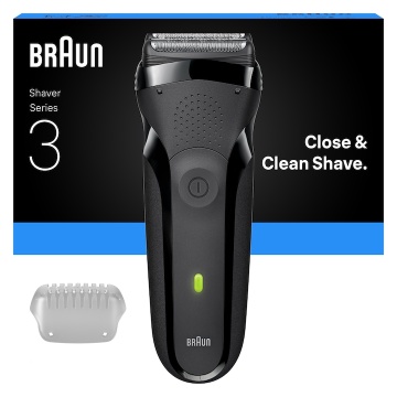 Aparat electric de ras Braun Seria 3 300S, 3 Lame Flexibile, Utilizare umeda/uscata, Proiectat in Germania, Gri