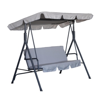 Balansoar gradina, pentru 3 persoane, otel/textil, 170 x 112 x 151 cm, gri