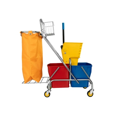 Carucior profesional de curatenie Limpio 50L-B-047, sistem dublu de stoarcere mop, 50 L, Plastic