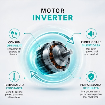 Combina frigorifica Samus SCW399IDE, 313 L, Motor Inverter, Dozator de apa, Clasa E, Dezghetare automata frigider, Alb - Img 5
