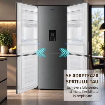 Combina frigorifica Samus SCX399IDE, 313 L, Motor Inverter, Dozator de apa, Clasa E, Inox - Img 12
