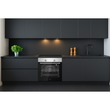 Cuptor incorporabil VIVAX BO-806BFM X, Electric, Clasa A, Capacitate 80 l, 5 programe + Lumina, Grill, Convectie, Dezghetare, Temperatura ajustabila 40–240°C, 2500W, Ventilatie tangentiala de racire, Ghidaje cromate detasabile, Usa dubla din sticla, Inox - Img 3