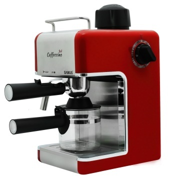 Espressor Samus Caffeccino Red, 800 W, 3,5 bari, 4 cesti, Diuza cappuccino, Filtru inox, Rosu