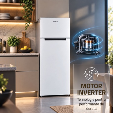 Frigider cu doua usi Samus SW286IE, 206 L, Motor Inverter, Clasa E, Dezghetare automata, Alb - Img 8