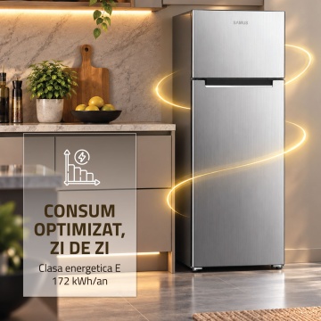 Frigider cu doua usi Samus SX286IE, 206 L, Motor Inverter, Clasa E, Dezghetare automata, Inox - Img 8