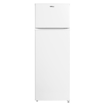 Frigider cu doua usi VIVAX DD-235E W, 235L, Clasa E, Termostat reglabil, Iluminare LED, Usi reversibile, Suprafata painted metal, 4 Rafturi de Sticla securizata, H 160 cm, Alb