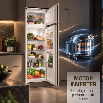 Frigider incorporabil cu 2 usi Samus SDBI299IE, 205 L, Motor Inverter, Clasa E, Accesorii de montaj incluse, Alb - Img 6