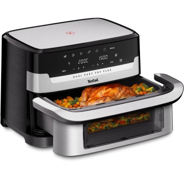 Friteuza cu Aer Cald Tefal Dual Easy Fry Flex, 2700 W, Capacitate 9 L, Touch, Air Fry & Grill, Negru - Img 2