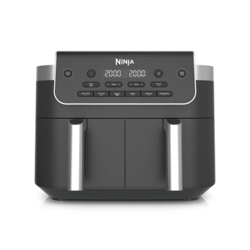 Friteuza dubla cu aer cald Ninja, 7.6L2 x 3.8L, gri metalizat