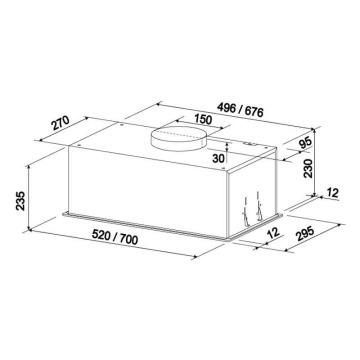 Hota Incorporabila Tornado Modul Sensor 1200 (70) LED, 1 motor Turbo, latime 70 cm, absorbtie 1200 m3/ora, filtru anti-grasimi aluminiu 5 straturi, Negru - Img 3